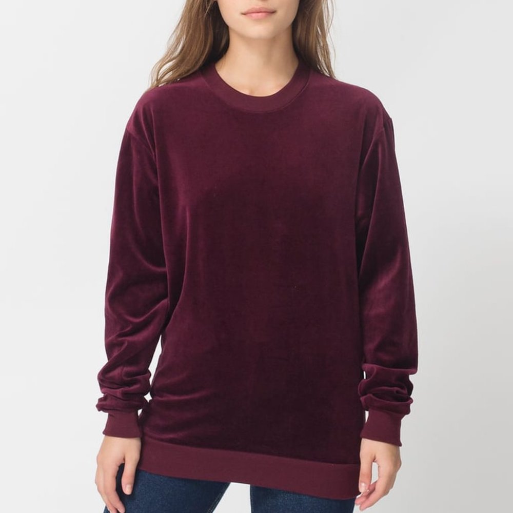 American Apparel Unisex Velour Long Sleeve Raglan S